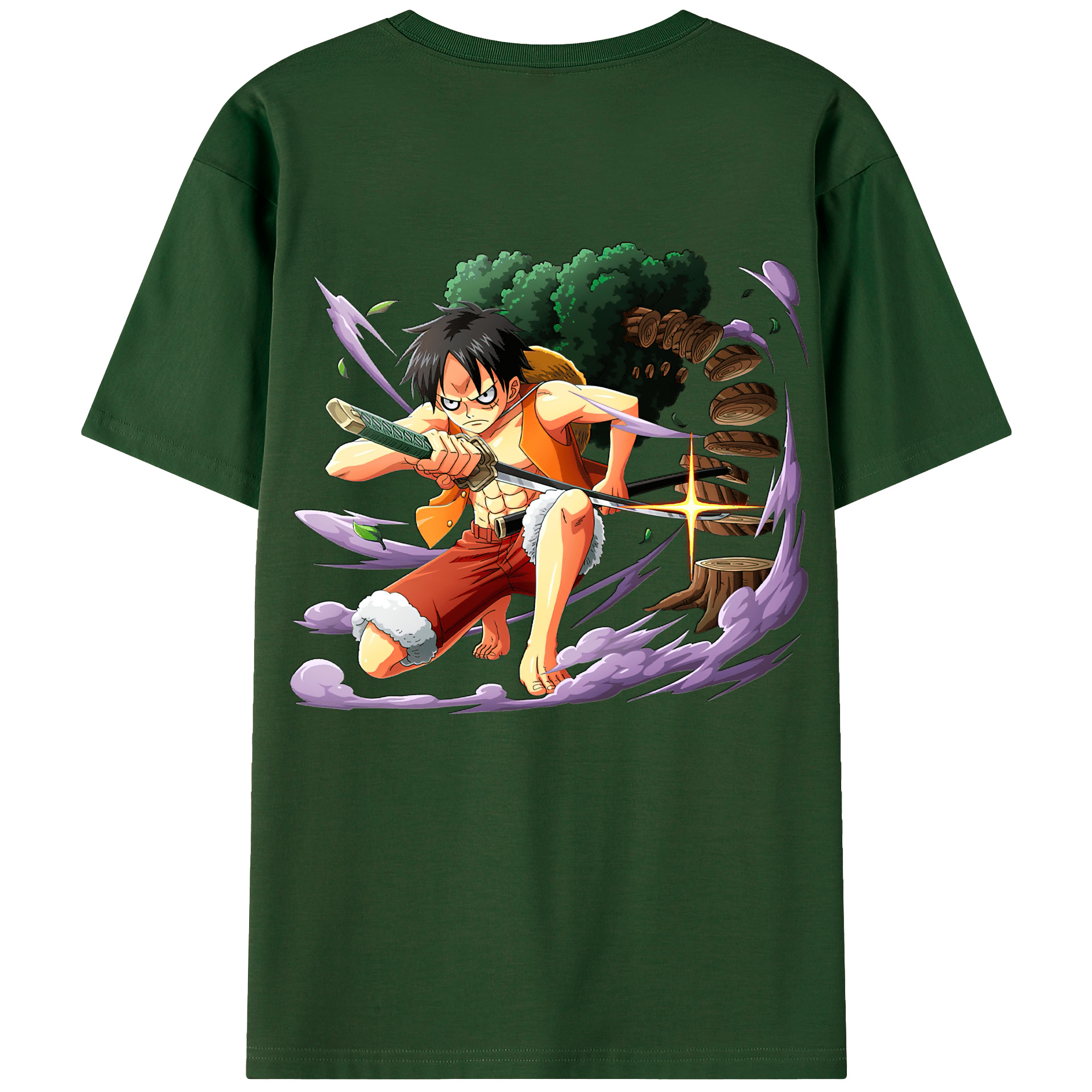ワンピース モンキー・D・ルフィ ONE PIECE Monkey D. Luffy 綿100％半袖Tシャツ（背面プリント）